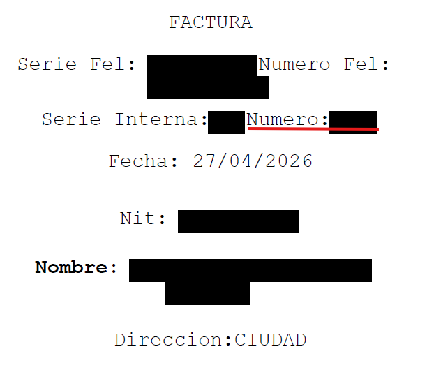 Ubicación del Número en la factura